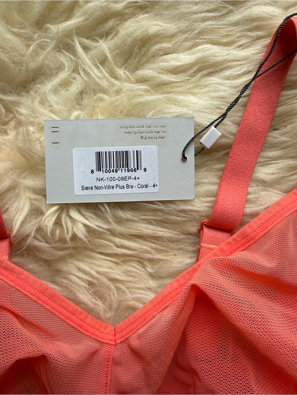 Negative Underwear NWT Sieve non-wire plus  Bra - coral - 4+ - Picture 6 of 7